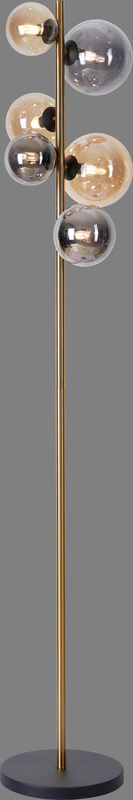 LED-STEHLEUCHTE - Messingfarben/Bernsteinfarben, Lifestyle, Glas/Metall (28,5/26,5/155cm) - Dieter Knoll