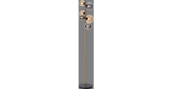 LED-STEHLEUCHTE 28,5/26,5/155 cm - Messingfarben/Bernsteinfarben, LIFESTYLE, Glas/Metall (28,5/26,5/155cm) - Dieter Knoll