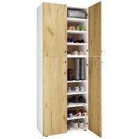SCHUHSCHRANK Lona  in 70/182/39 cm  - Honigeiche/Silberfarben, Design, Holzwerkstoff/Kunststoff (70/182/39cm) - MID.YOU