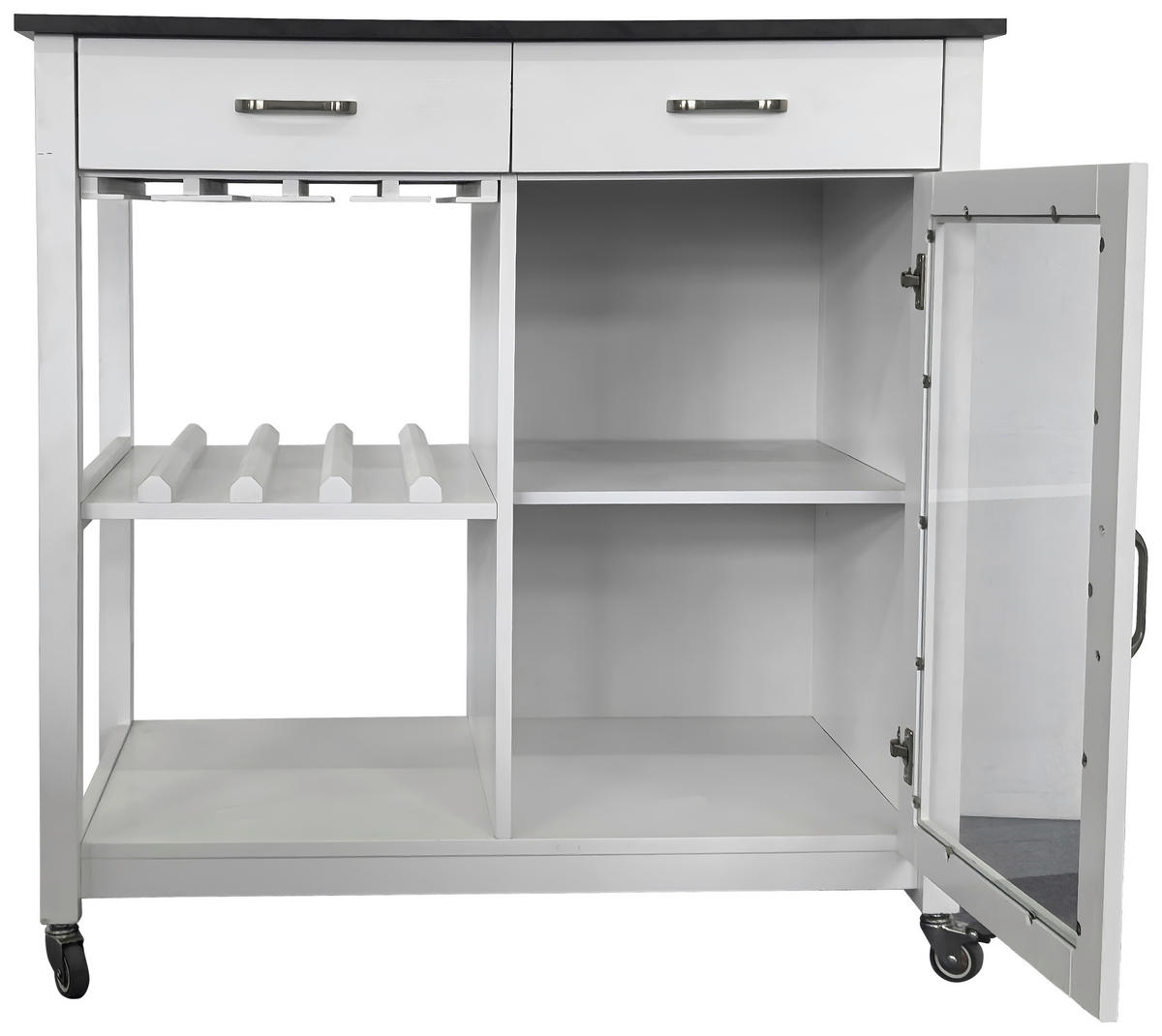 SERVIERWAGEN Weiß  - Silberfarben/Schwarz, Basics, Glas/Holzwerkstoff (90/91/50cm) - MID.YOU