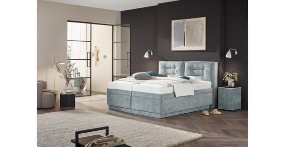 POLSTERBETT Bettkasten, Lattenroste, Matratzen 180/200 cm  in Blaugrau  - Blaugrau/Weiß, KONVENTIONELL, Holz/Textil (180/200cm) - Dieter Knoll