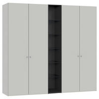 DREHTÜRENSCHRANK in Schwarz, Hellgrau  - Silberfarben/Hellgrau, Design, Glas/Holzwerkstoff (241/220/59cm) - Jutzler