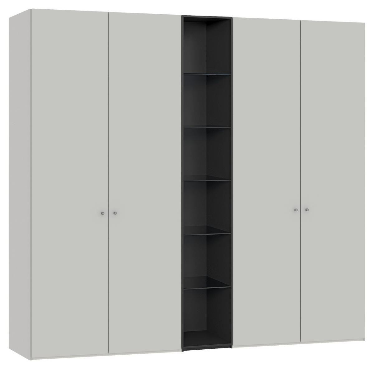 DREHTÜRENSCHRANK in Schwarz, Hellgrau  - Silberfarben/Hellgrau, Design, Glas/Holzwerkstoff (241/220/59cm) - Jutzler