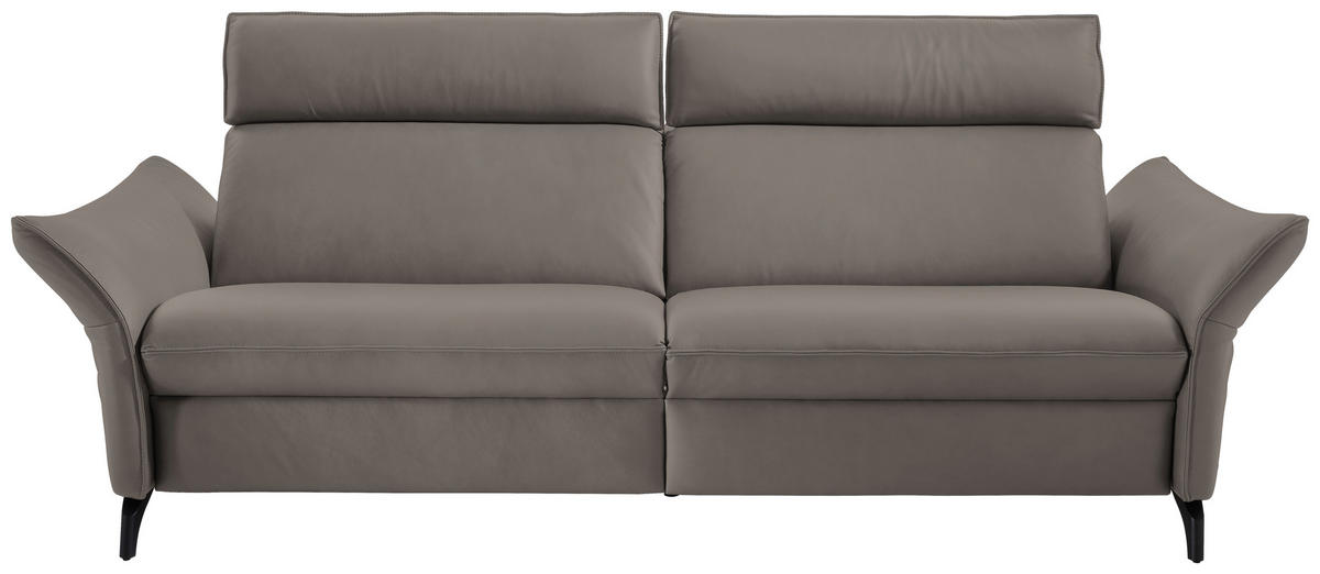 3-SITZER-SOFA  in Echtleder Graubraun  - Anthrazit/Graubraun, Design, Leder/Metall (224/94/95cm) - Himolla