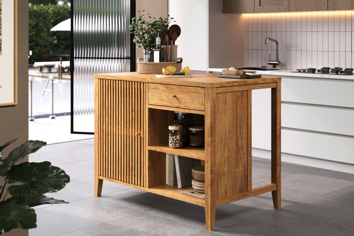 KÜCHENINSEL   in Eichefarben  - Eichefarben, Natur, Holz (123/95/75cm) - Livetastic