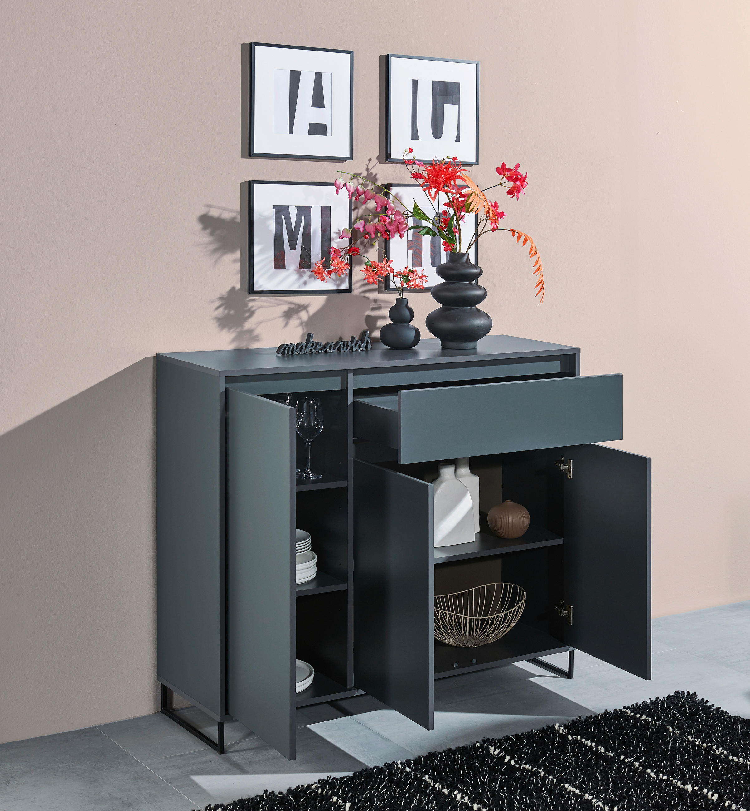 KOMMODE  in 118/103/38 cm  - Anthrazit, KONVENTIONELL, Holzwerkstoff (118/103/38cm) - Carryhome