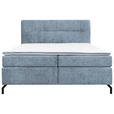 BOXSPRINGBETT 160/200 cm,  in Hellblau, Topper, H3 + H4 = fest + sehr fest  - Schwarz/Hellblau, Design, Textil/Metall (160/200cm) - Esposa