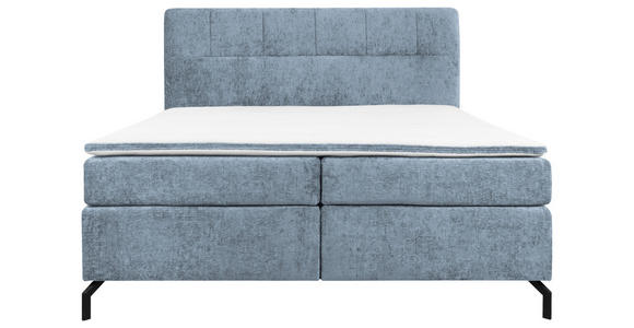BOXSPRINGBETT 160/200 cm,  in Hellblau, Topper, H3 + H4 = fest + sehr fest  - Schwarz/Hellblau, Design, Textil/Metall (160/200cm) - Esposa