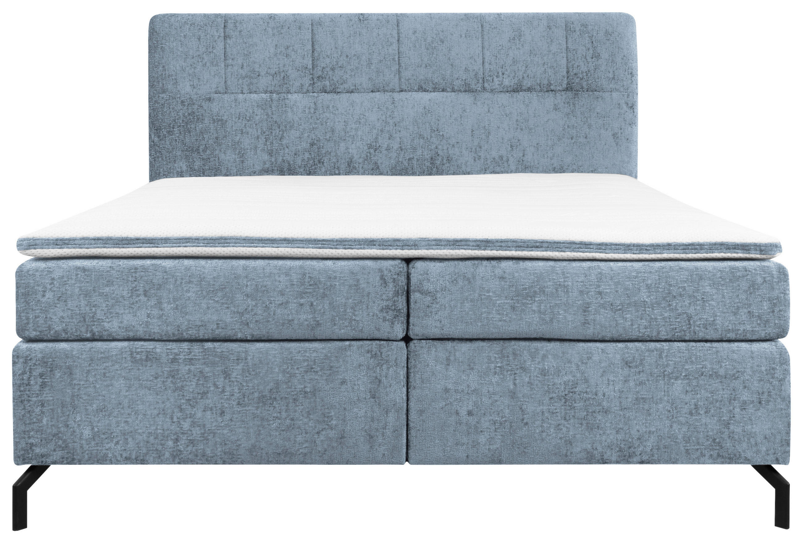 Thumbnail - Esposa Boxspringbett, Hellblau, Textil, H3 + H4, Höhe ca. 17 cm, 160x200 cm, Stoffauswahl, Topper durchgehend, Matratze ...