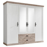 KLEIDERSCHRANK 217/201/60 cm 4-türig Pinienfarben, Hellbraun  - Hellbraun/Schwarz, Design, Holzwerkstoff/Metall (217/201/60cm) - MID.YOU