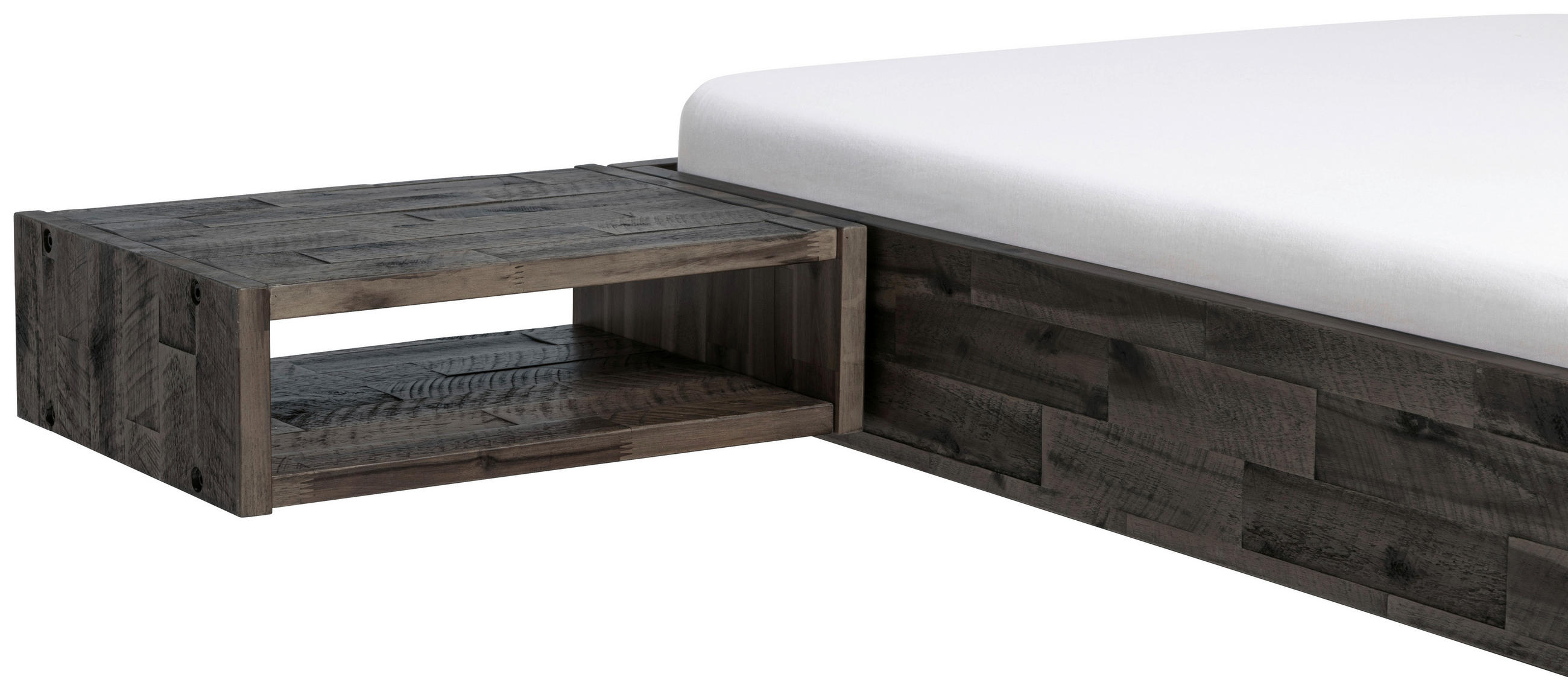 NACHTSCHRANK 50/41/16 cm Akazie massiv  - Grau/Akaziefarben, KONVENTIONELL, Holz (50/41/16cm) - Hasena