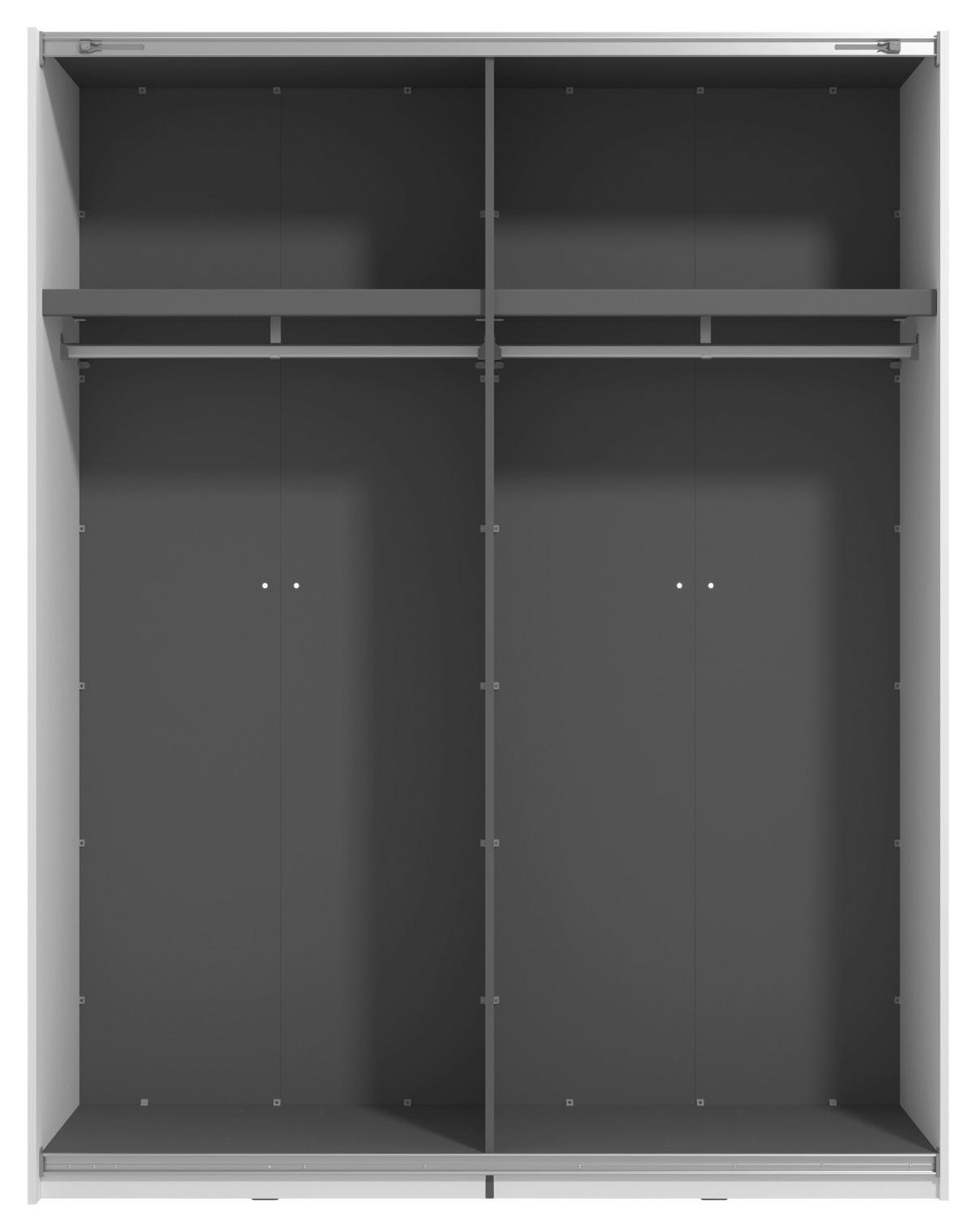 SKRIŇA S POS. DVER. – HOR.VED, biela, 145,5/217,5/61 cm - čierna/biela, Basics, kov/kompozitné drevo (145,5/217,5/61cm) - Xora