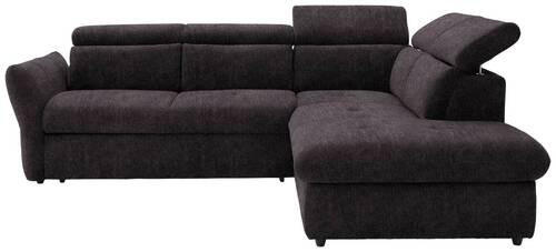ECKSOFA in Velours Graubraun  254/224 cm  - Graubraun/Schwarz, Design, Kunststoff/Textil (254/224cm) - Stylife