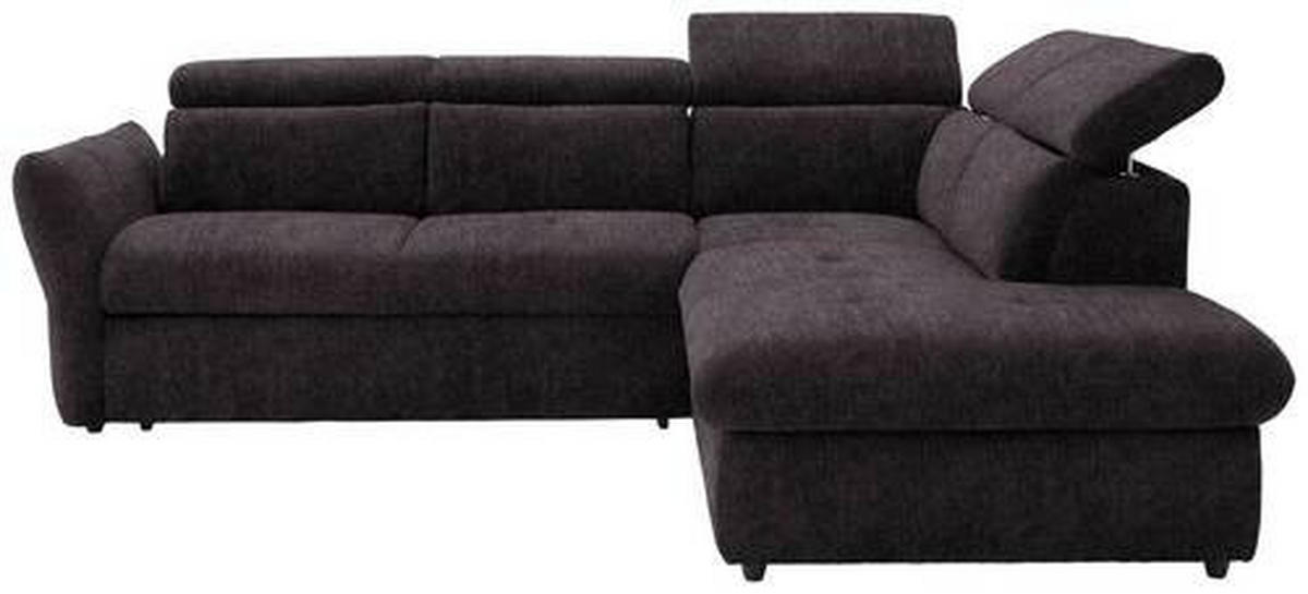 ECKSOFA in Velours Graubraun  254/224 cm  - Graubraun/Schwarz, Design, Kunststoff/Textil (254/224cm) - Stylife