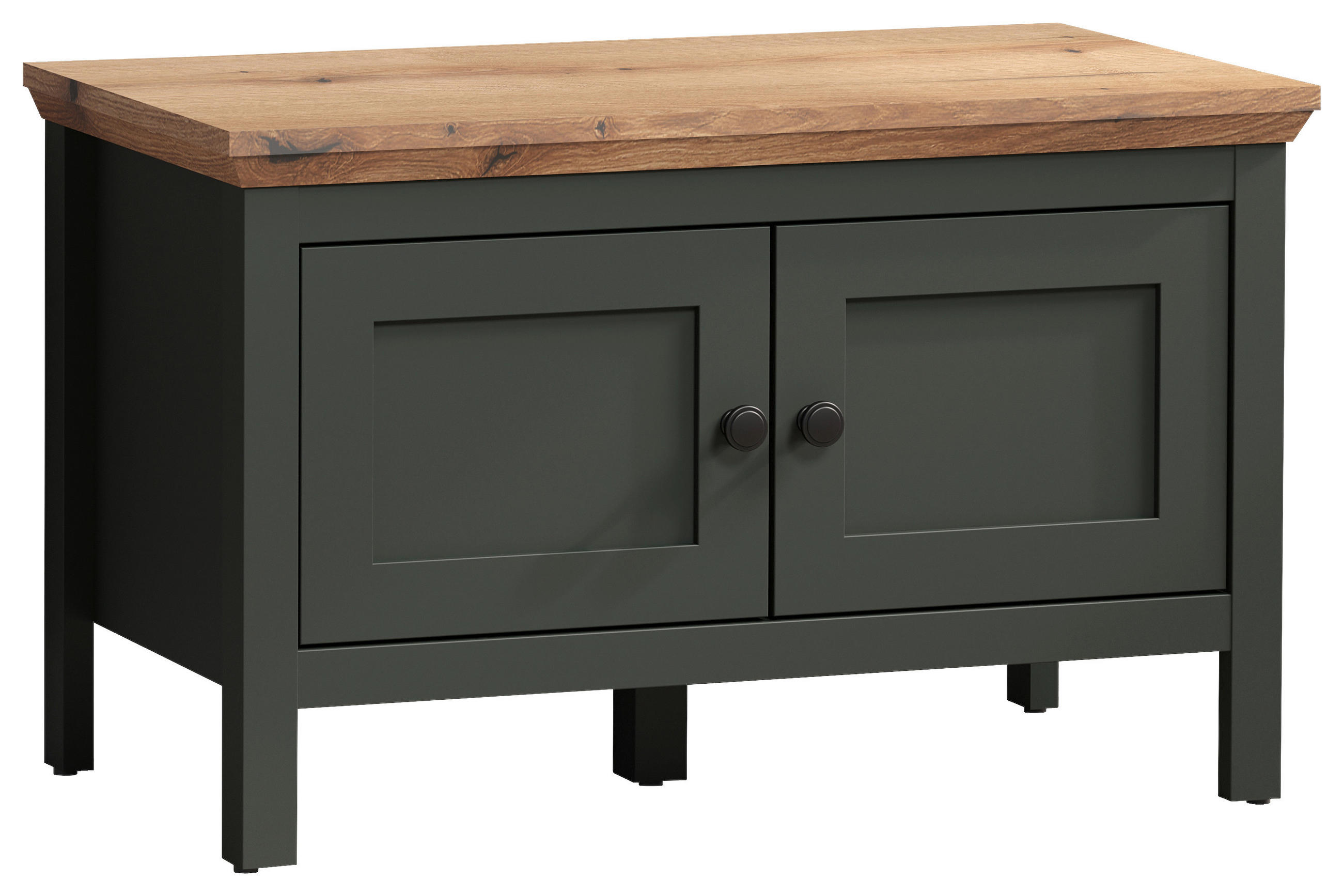 GARDEROBENBANK  in 77/48/39 cm  - Eichefarben/Schwarz, ROMANTIK / LANDHAUS, Kunststoff (77/48/39cm) - Landscape