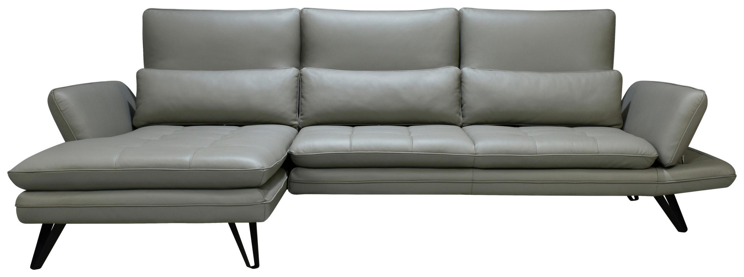 ECKSOFA Taupe Echtleder  - Taupe/Schwarz, Design, Leder/Metall (104-128/312cm) - Celina Home