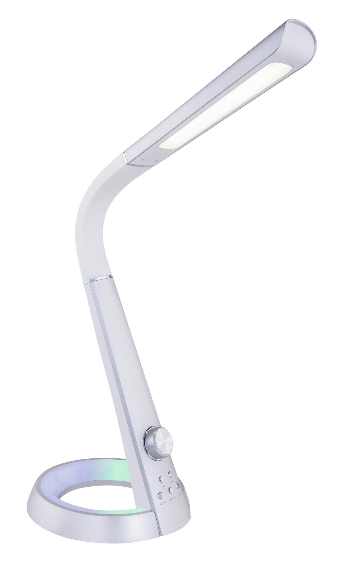 LED-SCHREIBTISCHLEUCHTE - Weiss/Silberfarben, Design, Kunststoff (34,3/18,3/64cm) - Globo