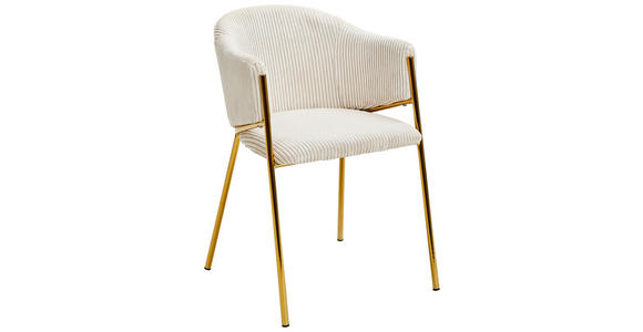 ARMLEHNSTUHL  Stoffauswahl, Typenauswahl, inklusive Armlehnen Cord  - Beige/Goldfarben, Design, Textil/Metall (53/78/61cm) - Ambia Home