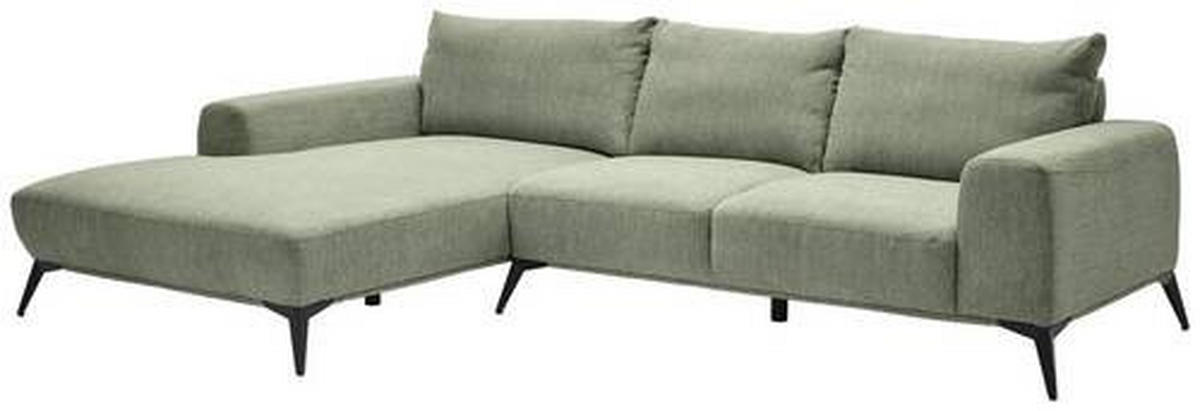 ECKSOFA in Webstoff Olivgrün  - Schwarz/Olivgrün, Design, Textil/Metall (187/298cm) - Stylife