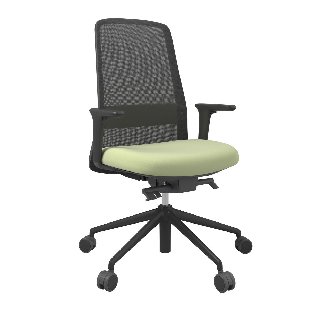 DREHSTUHL Netzbespannung, Webstoff Schwarz, Hellgrün  - Schwarz/Hellgrün, MODERN, Kunststoff/Textil (70/103-115/70cm)