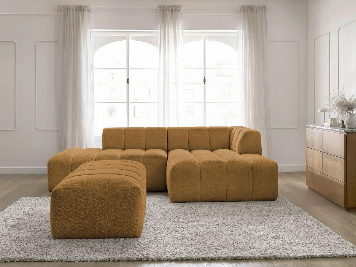 ECKSOFA  ANNECY Gelb Bouclé  - Gelb/Schwarz, MODERN, Kunststoff/Textil (262/170cm)