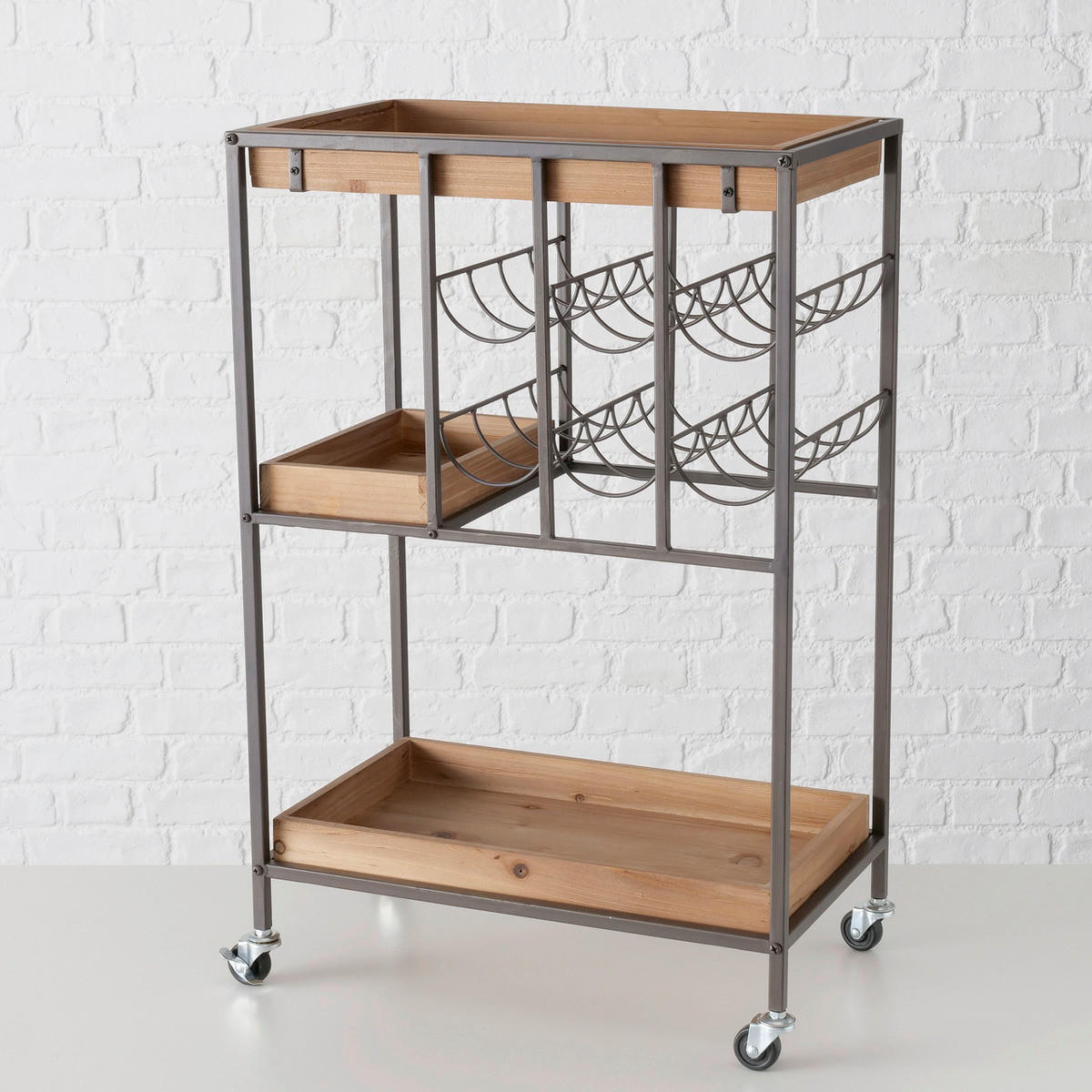 SERVIERWAGEN , Naturfarben, Schwarz  - Schwarz/Naturfarben, Basics, Holzwerkstoff/Metall (500/30/78cm) - Ambia Home