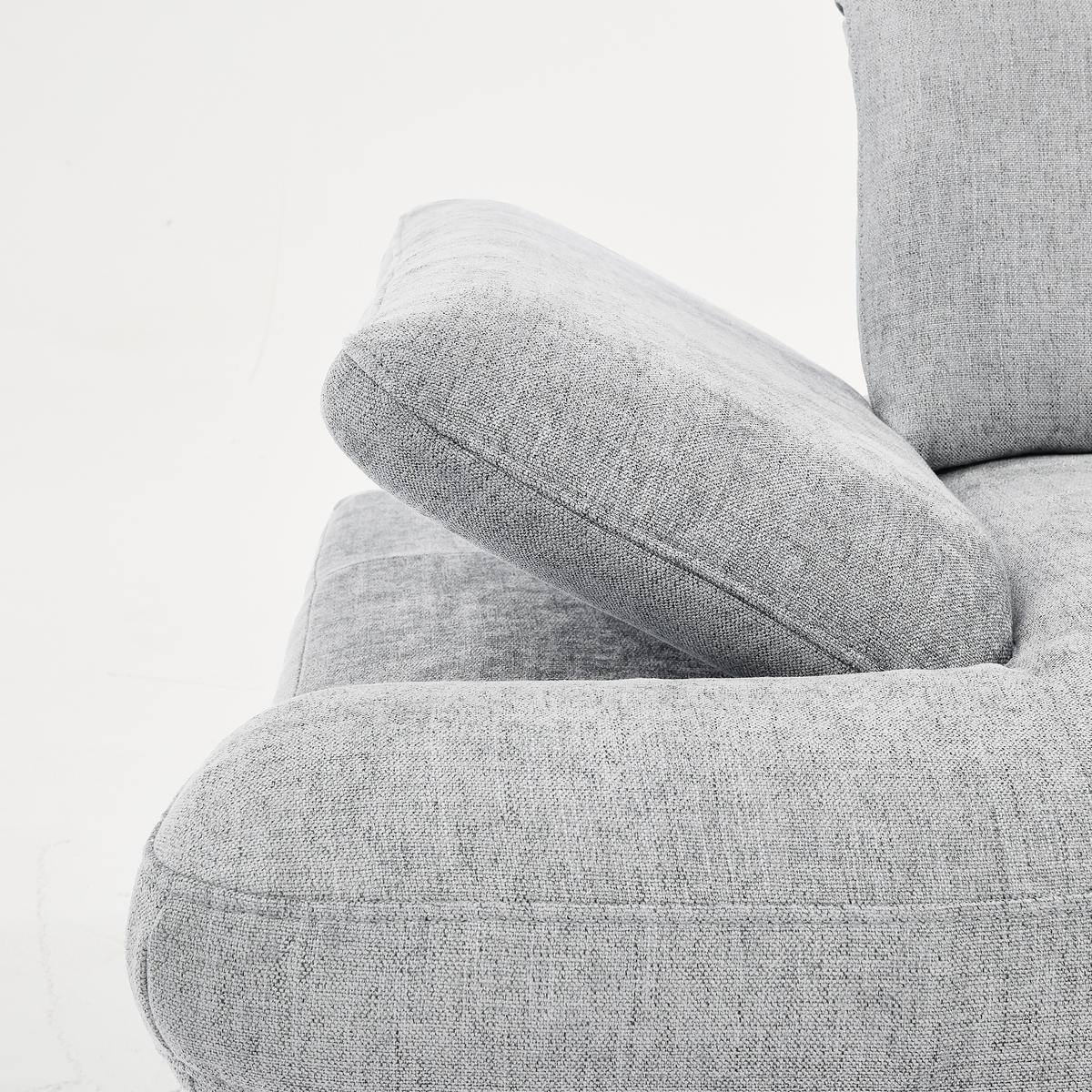 ECKSOFA in Webstoff Hellgrau  - Hellgrau/Schwarz, Design, Textil/Metall (293/197cm) - Stylife