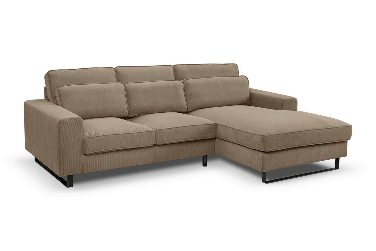 ECKSOFA BOLIVIA Beigebraun Cord  - Beige/Beigebraun, Basics, Textil/Metall (276/183cm) - MID.YOU