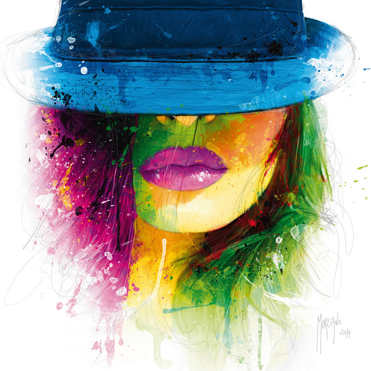 KUNSTDRUCK Frauen 30/30 cm  - Blau/Gelb, Basics, Papier (30/30cm) - Monee