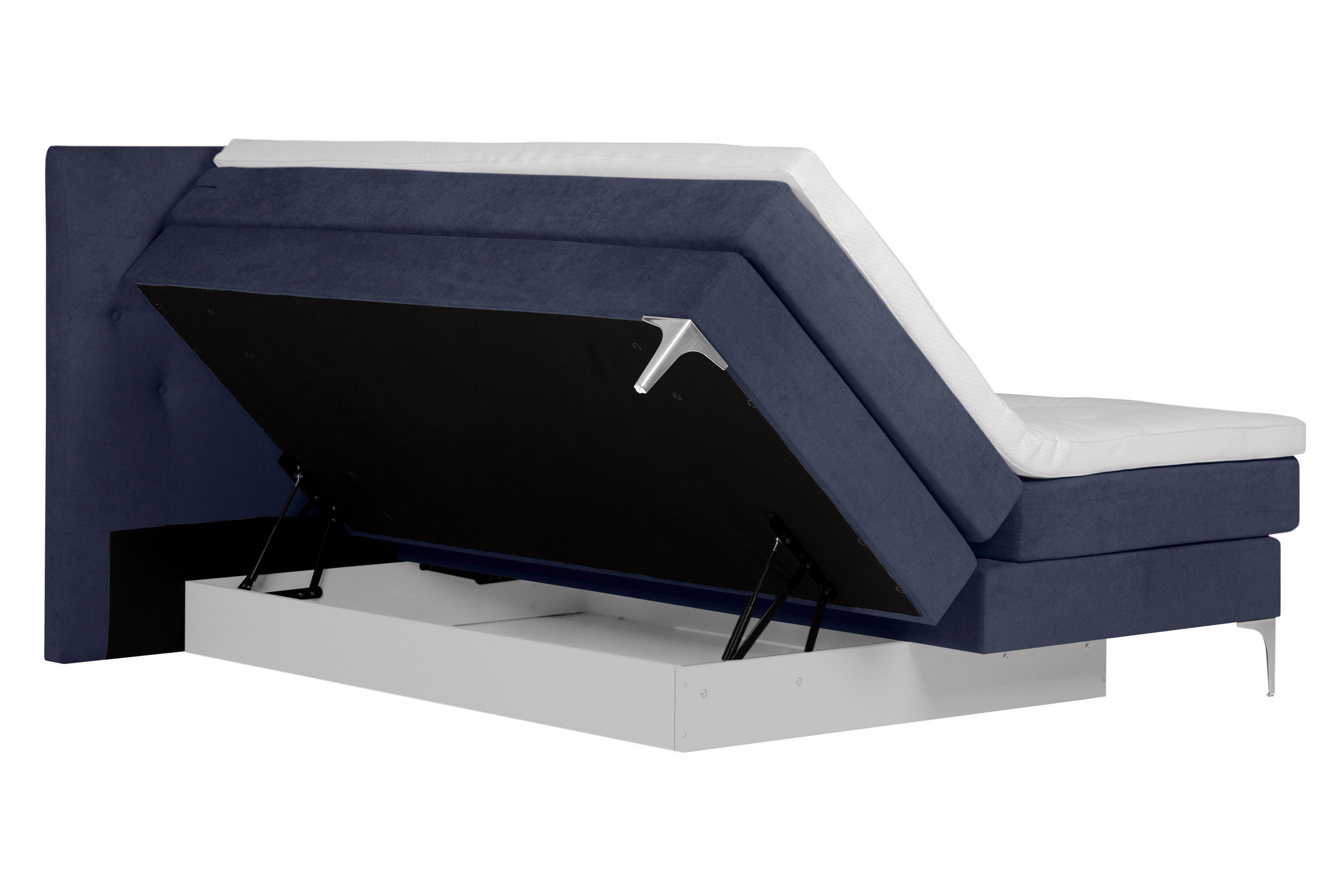 BOXSPRINGBETT 180/200 cm  in Blau  - Chromfarben/Blau, Design, Textil/Metall (180/200cm) - Welnova