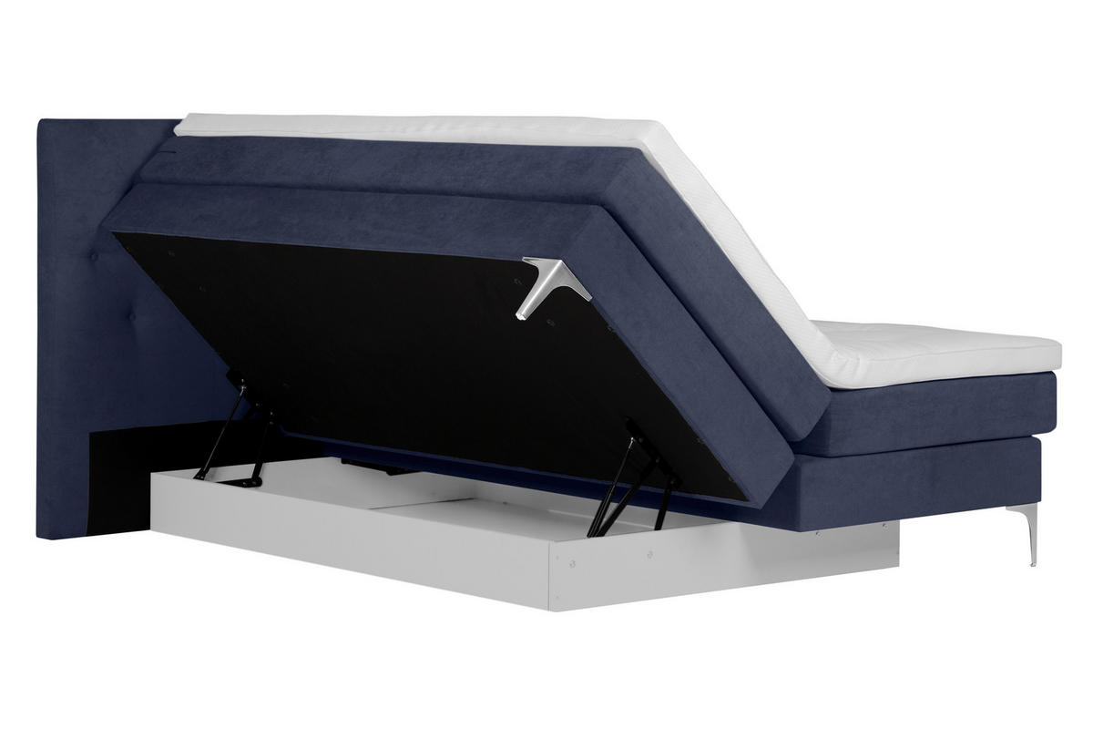 BOXSPRINGBETT 180/200 cm  in Blau  - Chromfarben/Blau, Design, Textil/Metall (180/200cm) - Welnova