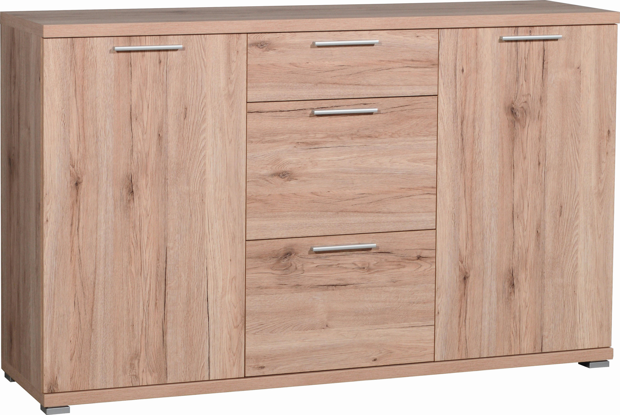 SIDEBOARD  144/88/40 cm 3 Schublade(n)  - Eichefarben/Anthrazit, Basics, Holzwerkstoff/Kunststoff (144/88/40cm) - Carryhome