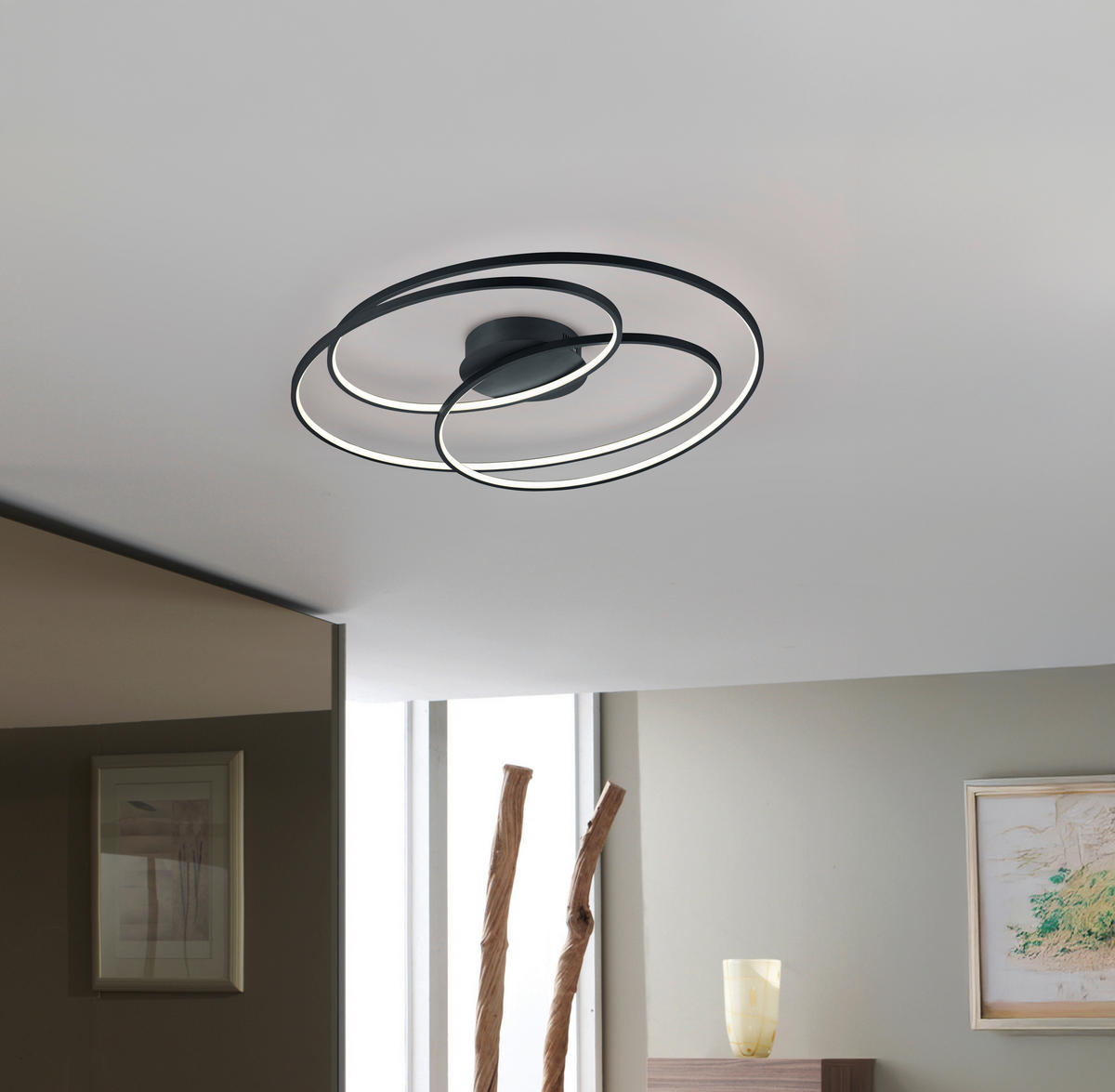 STROPNÍ LED SVÍTIDLO, 80/14 cm  - černá, Design, kov (80/14cm) - Trio Leuchten