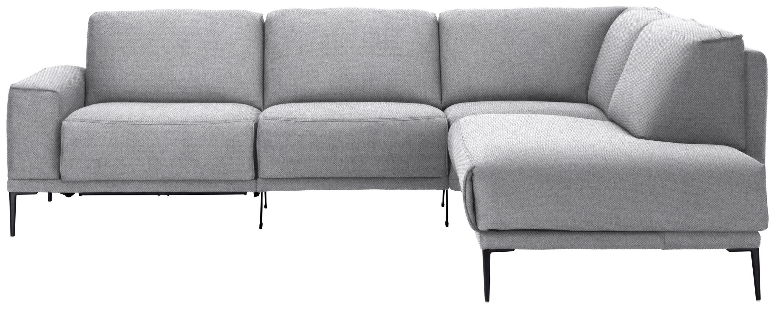 ECKSOFA in Flachgewebe Hellgrau  - Hellgrau/Schwarz, Design, Textil/Metall (260/210cm) - Johann Jakob