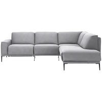 ECKSOFA in Flachgewebe Hellgrau  - Hellgrau/Schwarz, Design, Textil/Metall (260/210cm) - Johann Jakob