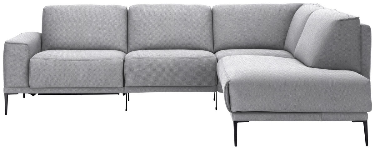ECKSOFA in Flachgewebe Hellgrau  - Hellgrau/Schwarz, Design, Textil/Metall (260/210cm) - Johann Jakob