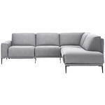 ECKSOFA in Flachgewebe Hellgrau  260/210 cm  - Hellgrau/Schwarz, Design, Textil/Metall (260/210cm) - Johann Jakob