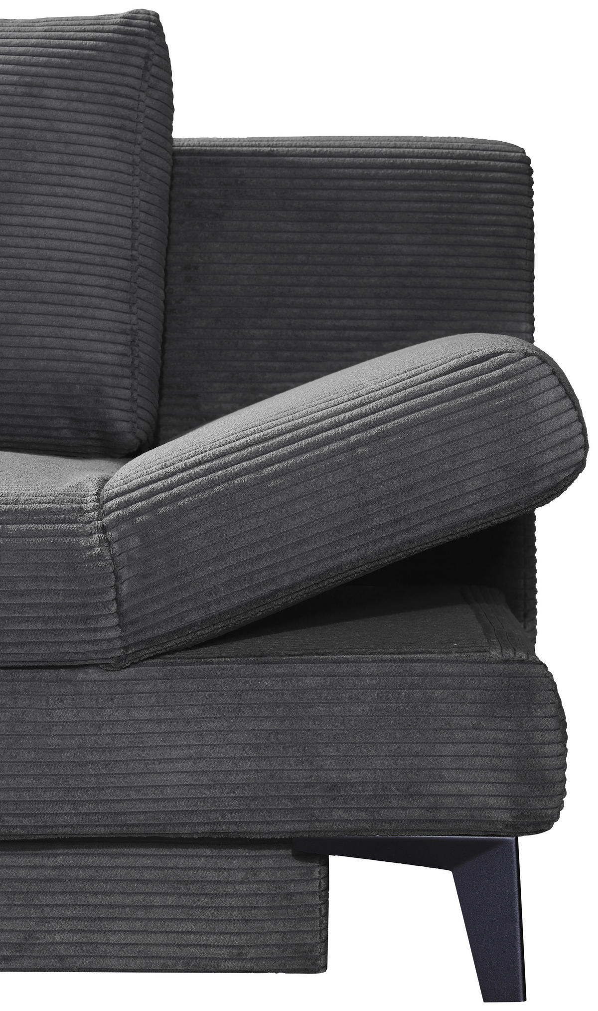 SCHLAFSOFA Cord Anthrazit  inkl. Bettkasten, Schlaffunktion, Armteilverstellung  - Anthrazit/Schwarz, Design, Textil/Metall (200/85/90cm) - Novel