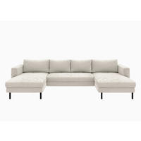 WOHNLANDSCHAFT Creme Cord  - Creme/Schwarz, MODERN, Textil/Metall (161/306/161cm) - Trendmanufaktur