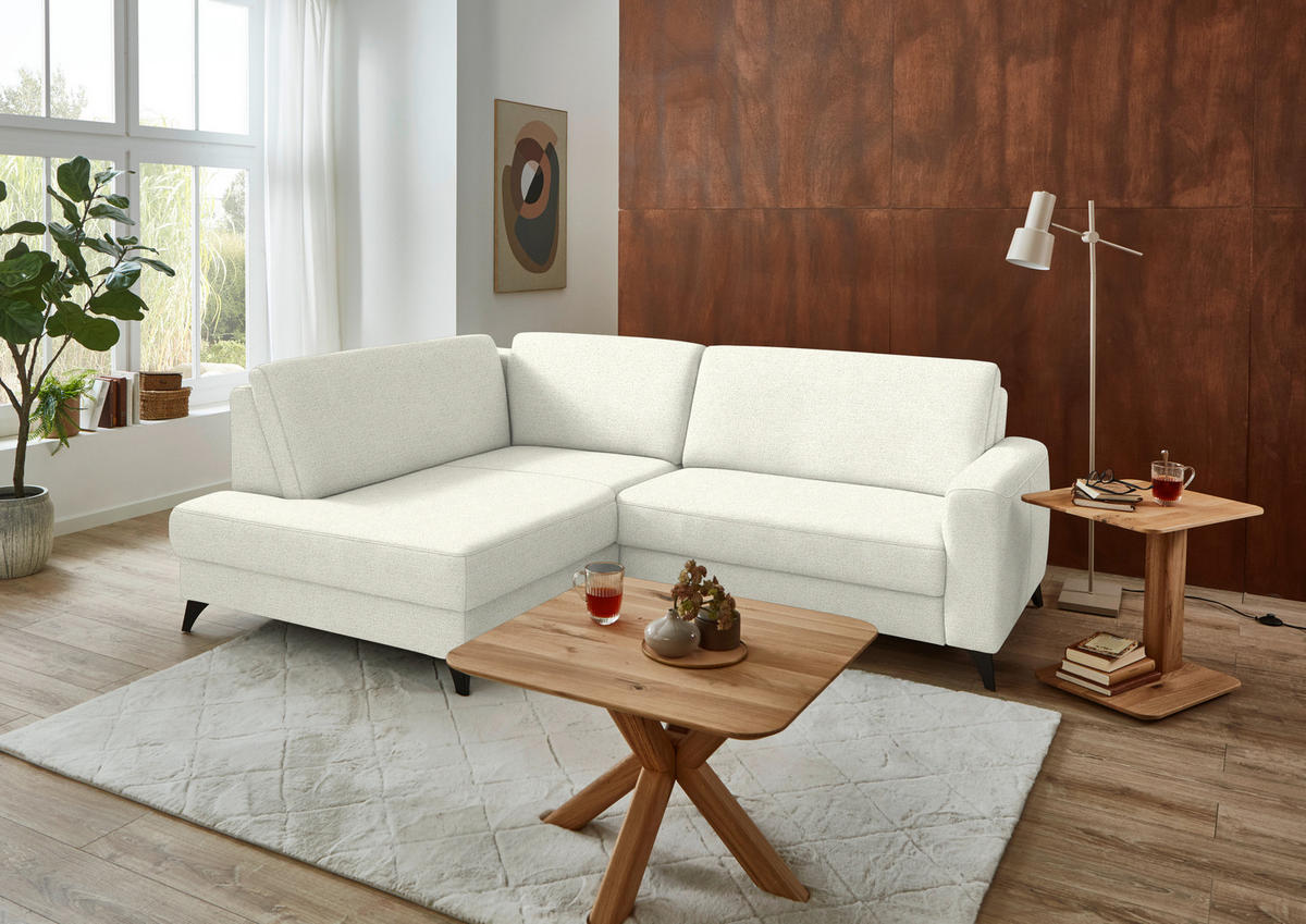 ECKSOFA  Chenille Creme  - Creme/Schwarz, Design, Textil/Metall (182/239cm) - Beldomo Comfort