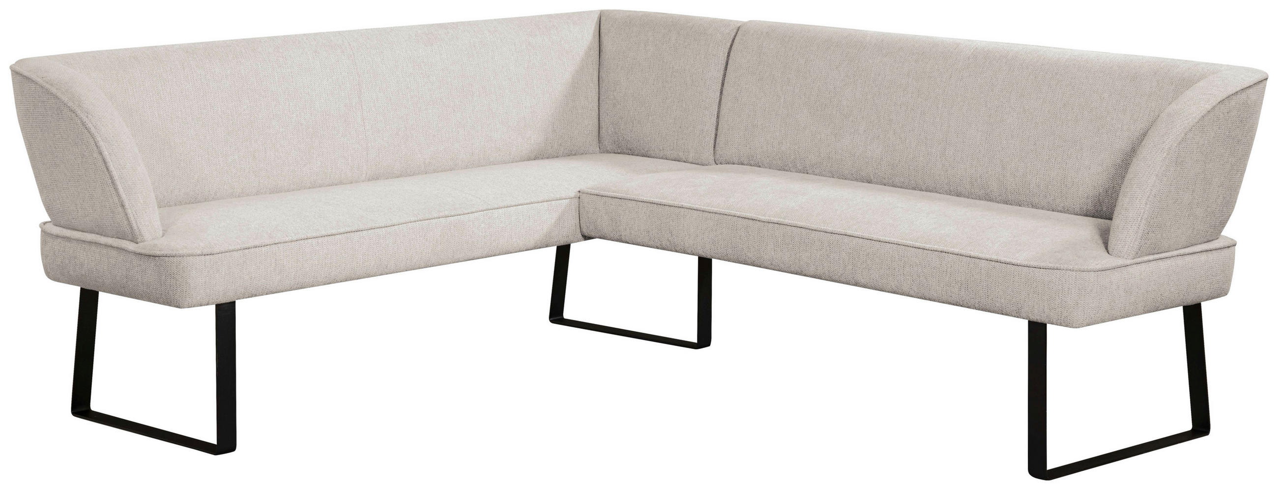 ECKBANK 189/243 cm Webstoff Schwarz, Hellgrau   - Hellgrau/Schwarz, Design, Textil/Metall (189/243cm) - Novel