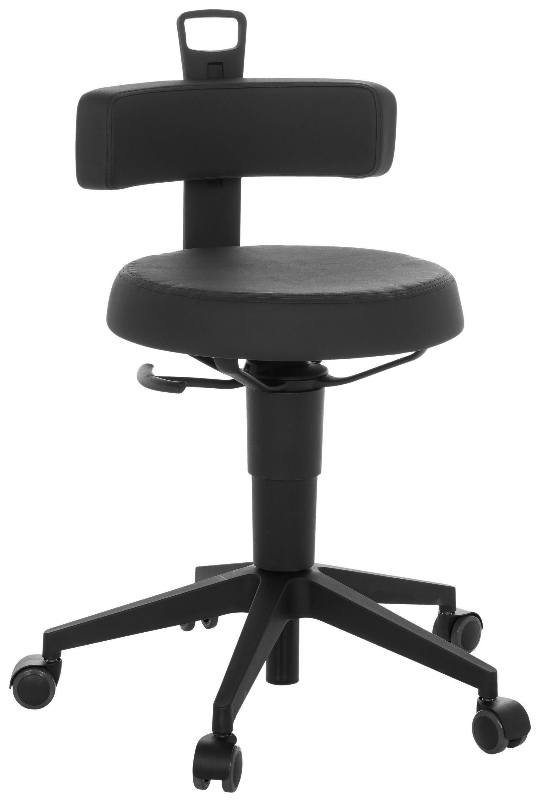 BÜROHOCKER Schwarz  - Schwarz, Basics, Leder/Kunststoff (40/74-86/46cm) - MID.YOU