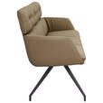 SITZBANK 200/91/70 cm Echtleder Schwarz, Taupe  - Taupe/Schwarz, Design, Leder/Metall (200/91/70cm) - Dieter Knoll