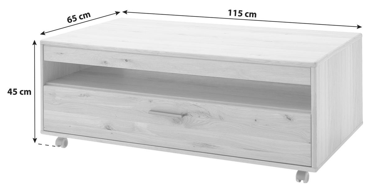 COUCHTISCH in Holz, Holzwerkstoff 115/65/45 cm  - Eichefarben/Schwarz, Design, Holz/Holzwerkstoff (115/65/45cm) - Livetastic