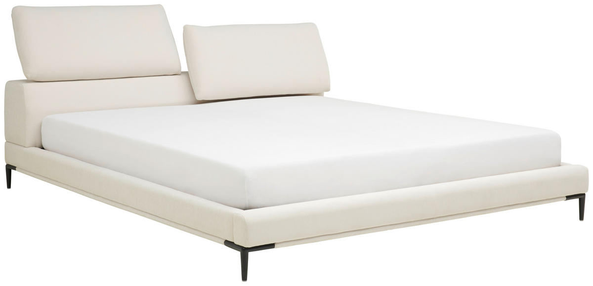 POLSTERBETT 180/200 cm  in Creme  - Creme/Schwarz, Modern, Holz/Textil (180/200cm) - Livetastic