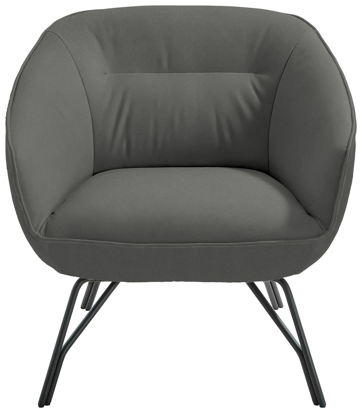 COCKTAILSESSEL - Dunkelgrau/Anthrazit, Design, Leder/Metall (76/80/73cm) - Joop!