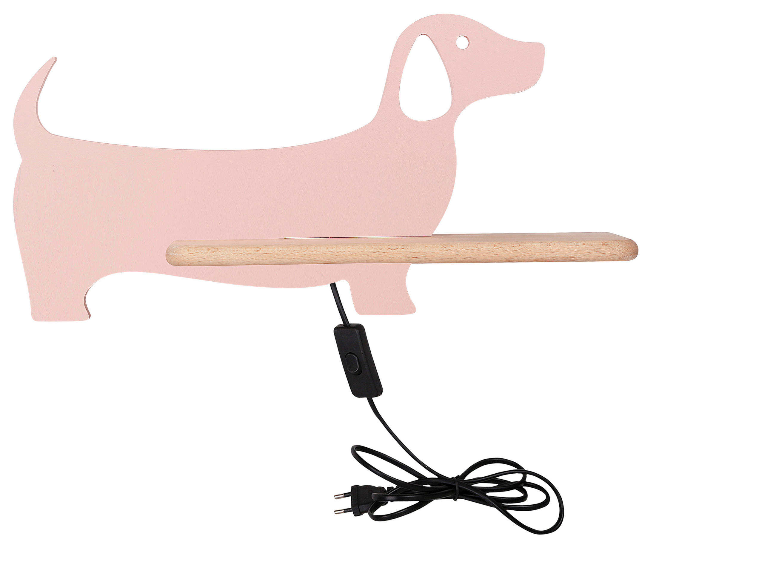 VÄGGLAMPA FÖR BARN Dog 36.5/12/18.5 cm   - pink, Klassisk, metall/trämaterial (36.5/12/18.5cm)