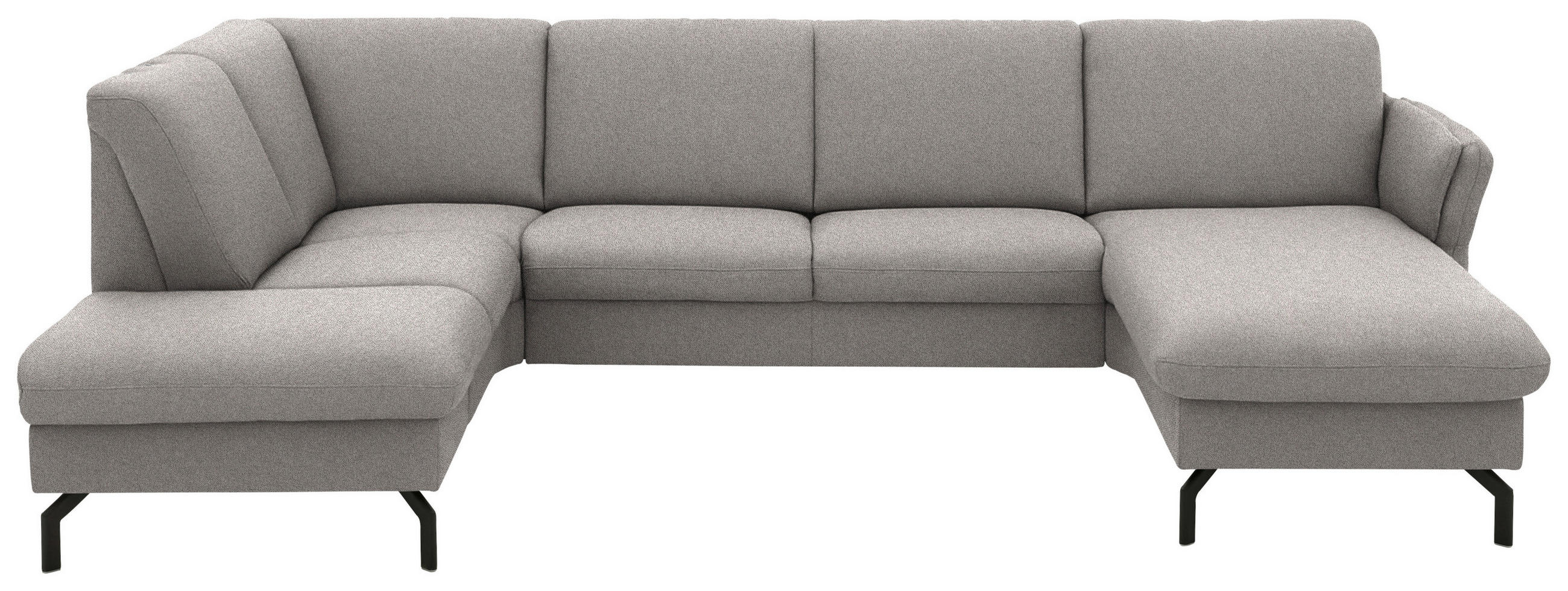 WOHNLANDSCHAFT  Flachgewebe Graubraun  - Graubraun/Schwarz, Konventionell, Textil/Metall (190/307/170cm) - Beldomo Comfort