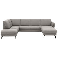 WOHNLANDSCHAFT  in Flachgewebe Graubraun  - Graubraun/Schwarz, KONVENTIONELL, Textil/Metall (190/307/170cm) - Beldomo Comfort