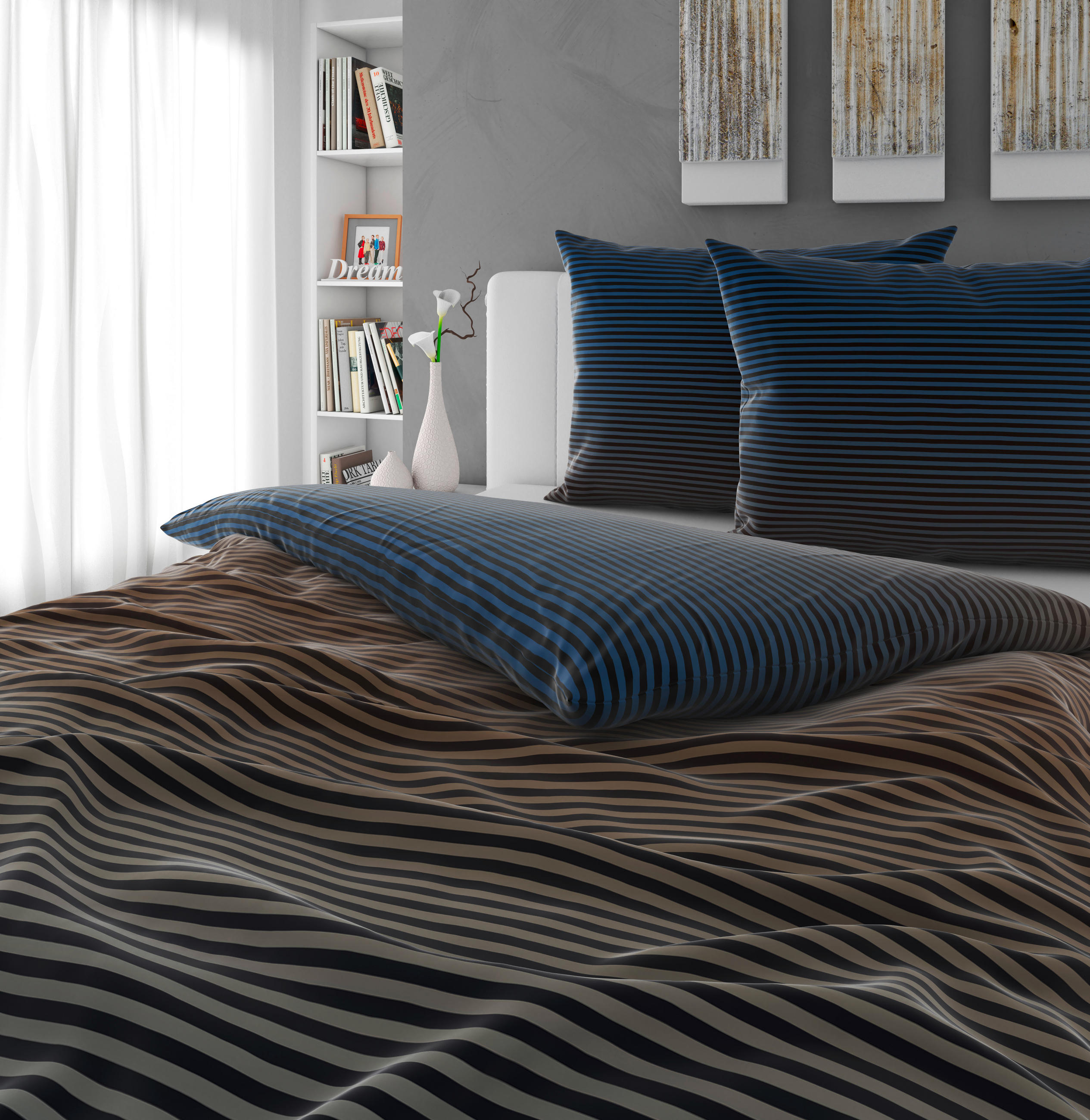 BETTWÄSCHE Satin 200/200 cm  - Blau/Gelb, Textil (200/200cm) - Novel